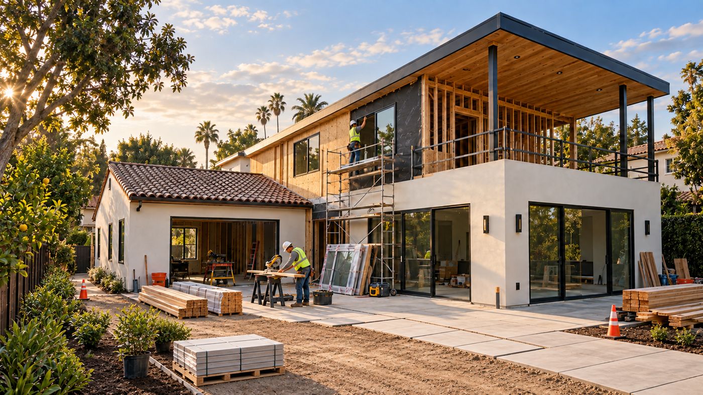 Second story addition under construction in Los Angeles